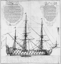 Profile of a vessel in harbour, illustration from the 